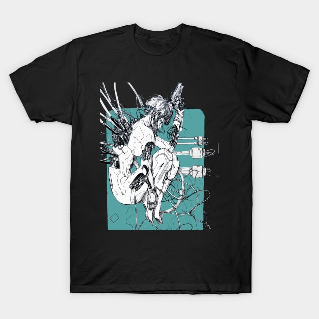 Cyberpunk Ghost Cyborg Girl T-Shirt by OWLvision33